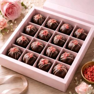 Çilek Dolgulu Bitter Belçika Çikolatası